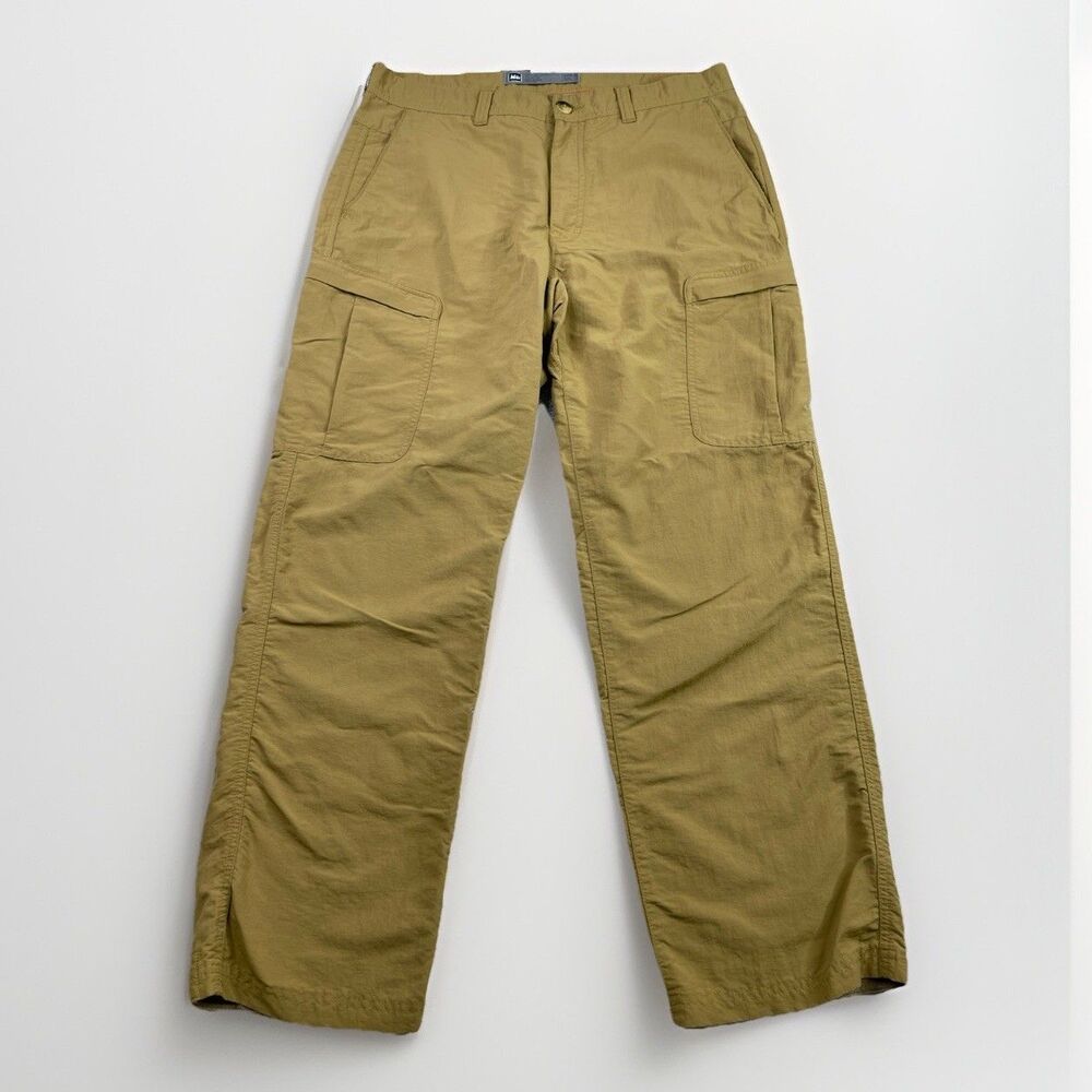 REI Cargo Pants Men’s 34X29 Brown Straight Hiking Outdoor Nylon Lightweight